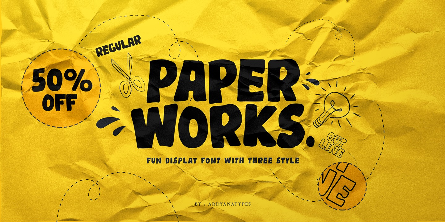 Beispiel einer Paper Works Regular-Schriftart